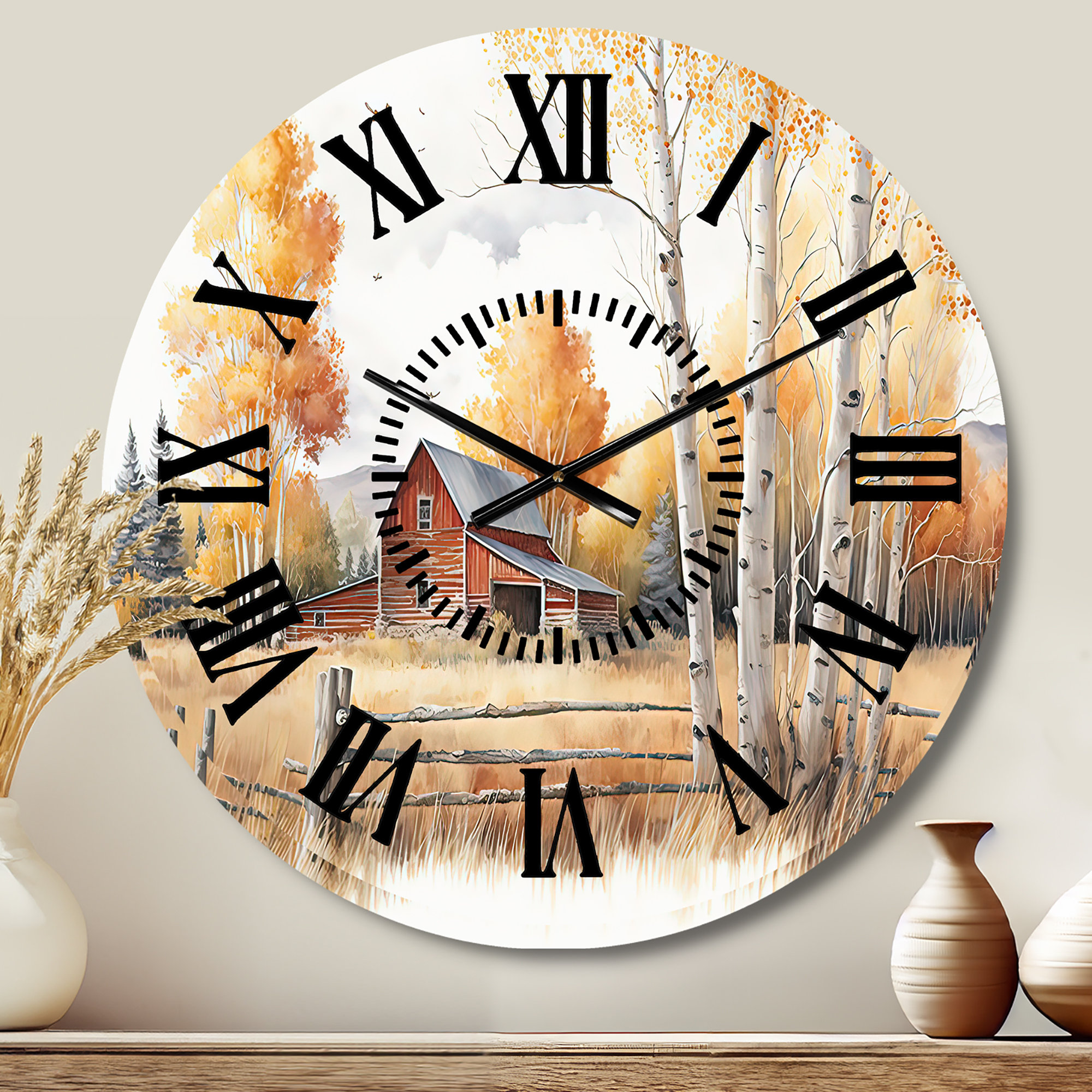 Alcott Hill Path To The Barn V - Farmhouse / Country Face Wall Clock ...