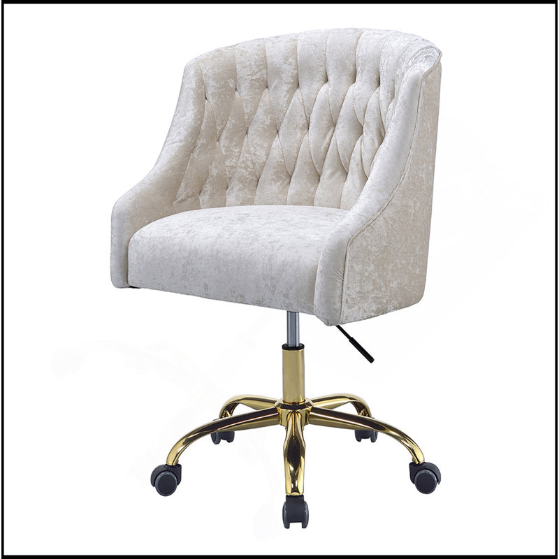 Luxueuse chaise de bureau capitonnée en velours pour le confort et la mobilité