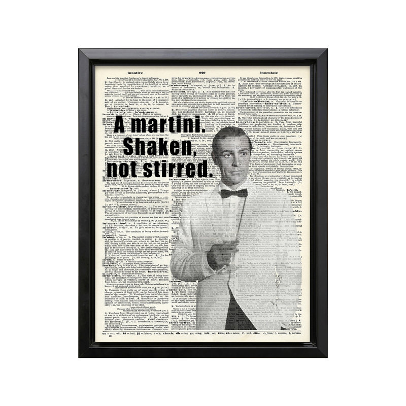Martini, secoué et non remué, Black Framed, Canvas, 12"H x 16"W