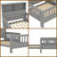 Lit plateforme simple avec tête de lit, conception de parc coulissant, rails de sécurité, structure en bois de pin gris-1181805571
