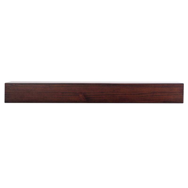 Houston 60" Floating Wood Fireplace Mantel Shelf with Hidden Storage Compartments, Mocha, 60