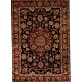 Hand-Knotted High-Quality Black and Red Area Rug