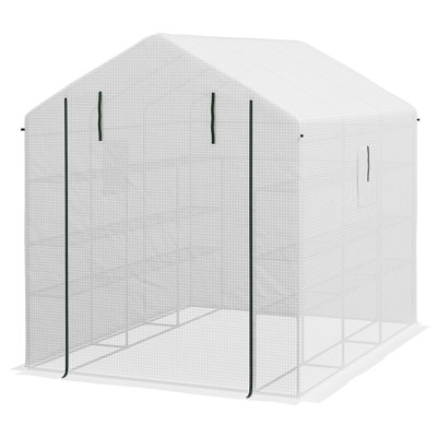 Outsunny 8' X 6' X 7' Walk-In Greenhouse With Mesh Door And Windows