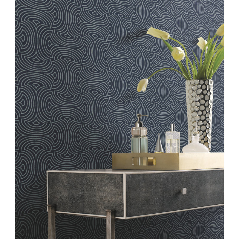 Geometric Wallpaper Roll by Candice Olson, Navy