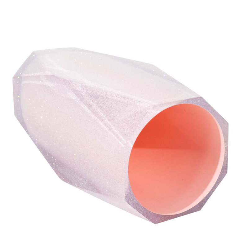 Brosse et support de toilette à facettes Sparkles Home | Résine en forme de losange durable de 15,5 po, Rose