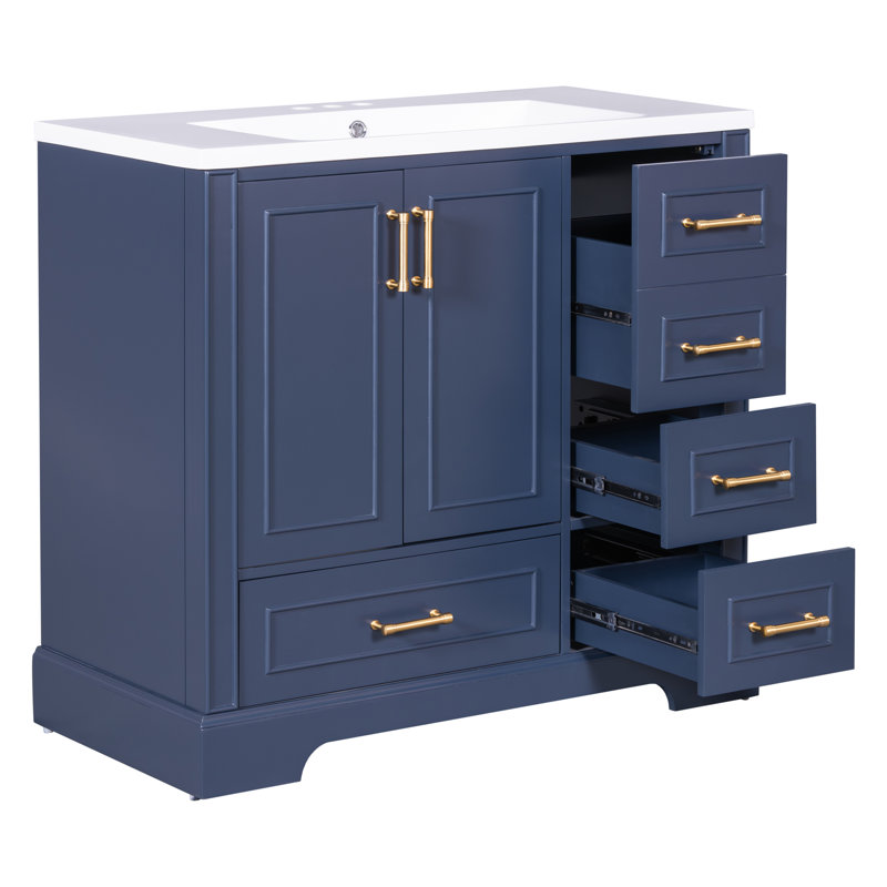 Meuble-lavabo traditionnel de 36 pouces, Bleu marine
