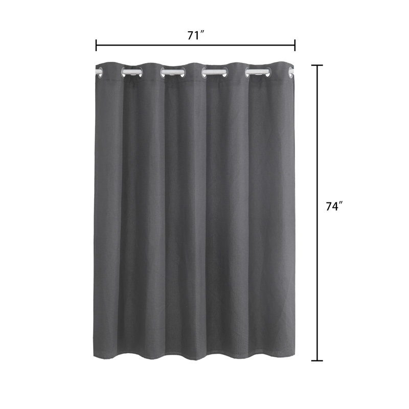 Rideau de douche sans crochet Rakiem, H 74 po x l 71 po, Gris graphique