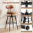 Swivel Barstools Set of 4 Faux Leather Bar Height Chairs with Upholstered Seat Back Black + Brown-128949390-128949393