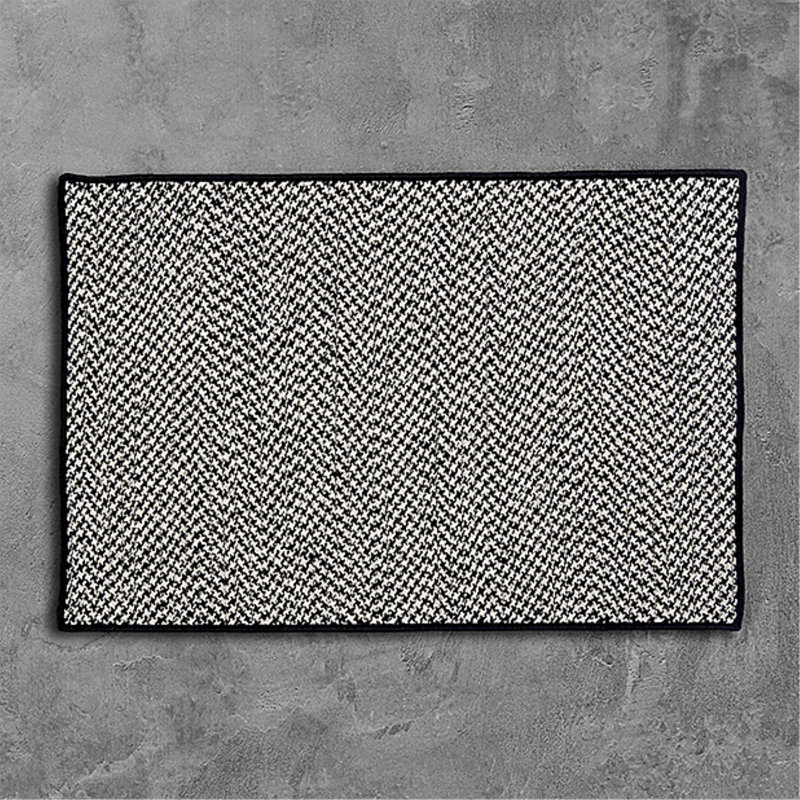 Tapis intérieur / extérieur Ashvith Houndstooth - noir, Tapis de couloir 2 pi x 6 pi