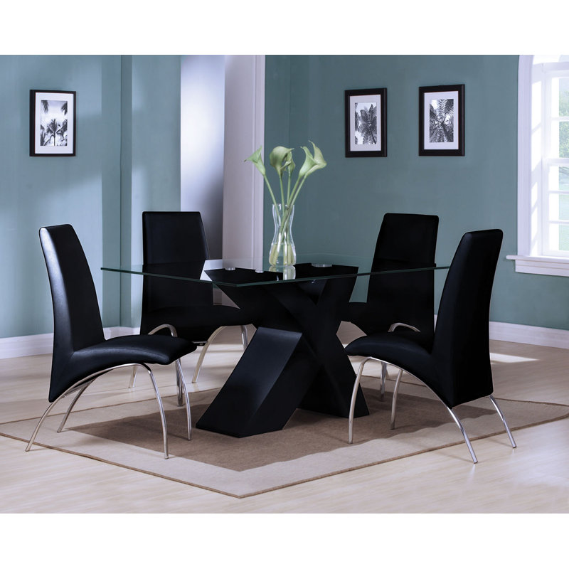 Angelica 19'' H Upholstered Side Chair, Black