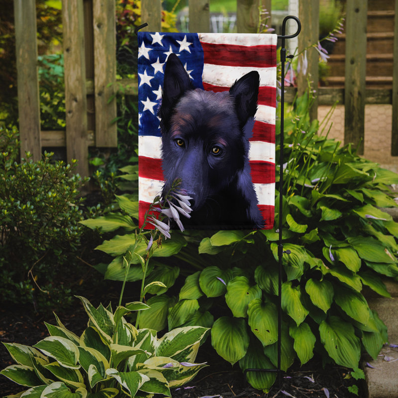Polyester à 2 côtés 15 x 11 po drapeau de jardin, Chien d'élan norvégien noir