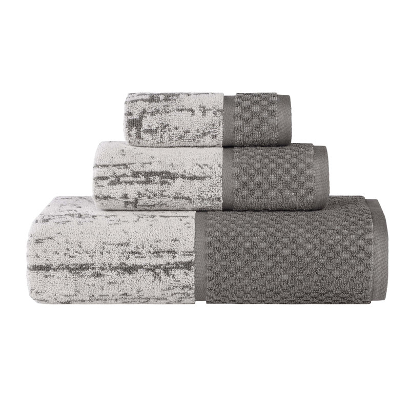 Ensemble de serviettes 3 pièces Lodie, Gris anthracite / argent