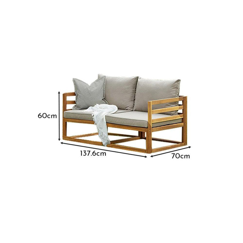 Rimasha Wooden Garden 2 Seater Garden Sofa - Natural, Natural