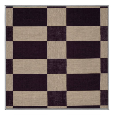 Machine Washable Checkered Grey Area Rug