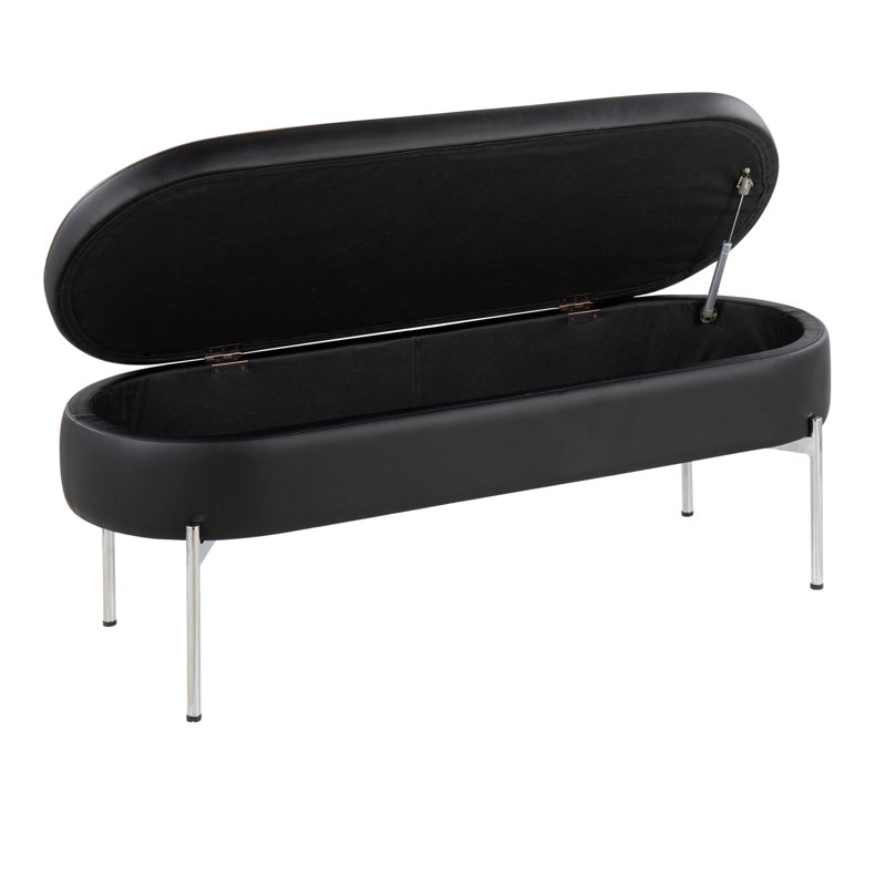Banc contemporain / glam en métal et similicuir, Noir