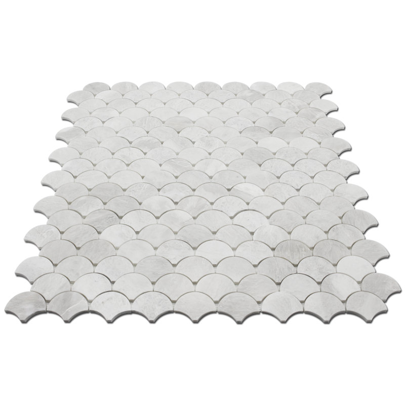SCALLOPS MOSAIC POLISHED, White/Gray