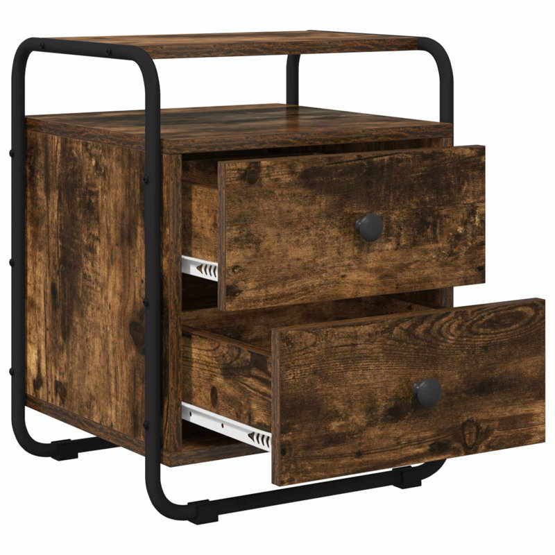 40 cm W Bedside Table, Smoked Oak