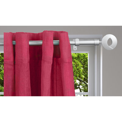 Adjustable Single Curtain Rod with Circle Finials - Grey (50-82 inches)