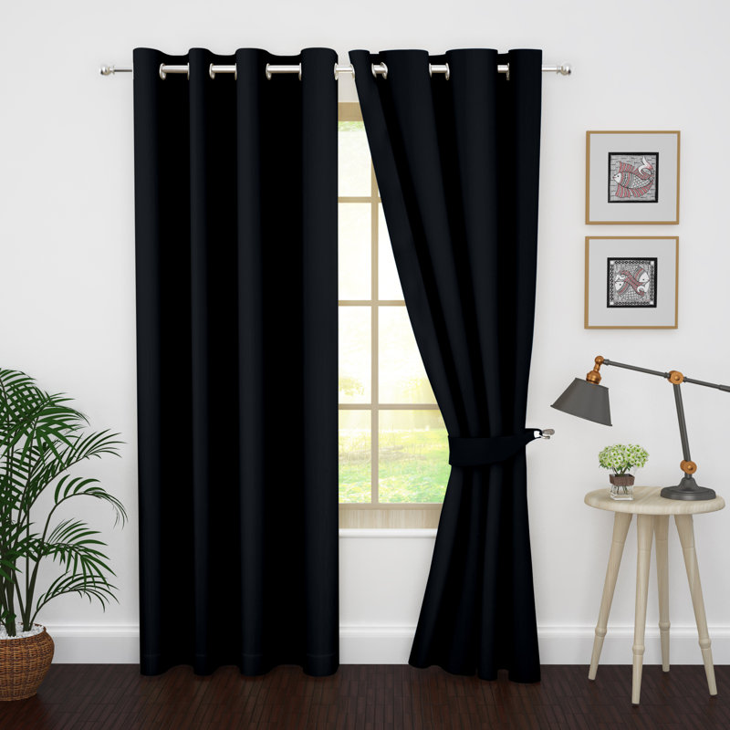 Blackout Curtain Pair, Black, 46" W x 95" L