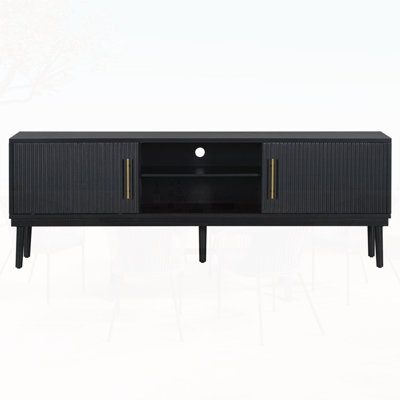 Console Table,Space-Saving Sliding Door Design,Wood Legs