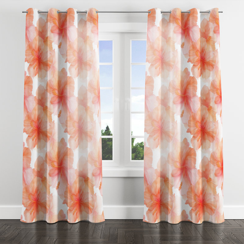 Rideaux Coastal pour chambre à coucher - Rideau à œillets floral Bahar - 1 panneau, L 52 po x L 84 po, Œillets argentés