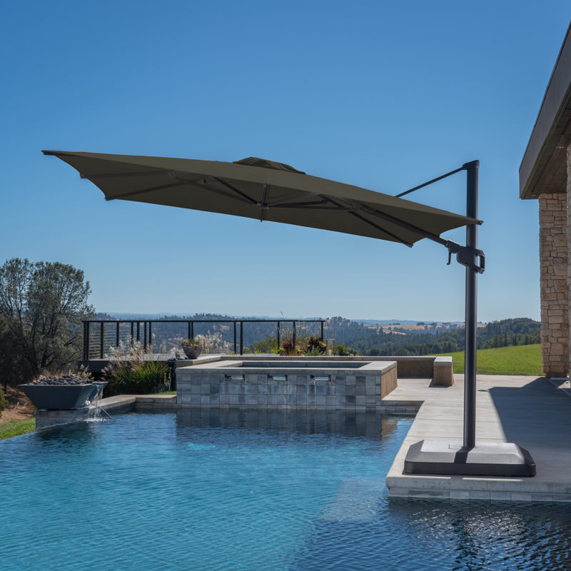 Parasol carré en porte-à-faux 9 pi 8 po Klyn, Brun foncé
