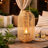 Rattan Bamboo Lantern With Glass Insert, Natural Beige Open Weave Frame