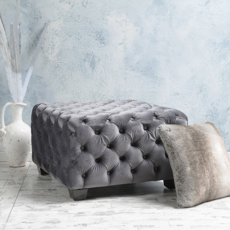 Button- Grey Velvet , Enhances Modern Atmosphere, 29" W X D 17.96" H Adds Ambiance To Room,, Gray