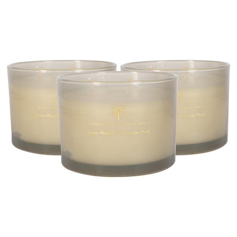Nicola Spring - 3x Soy Wax Scented Candles - 350g - Green Pomelo & Passion Fruit