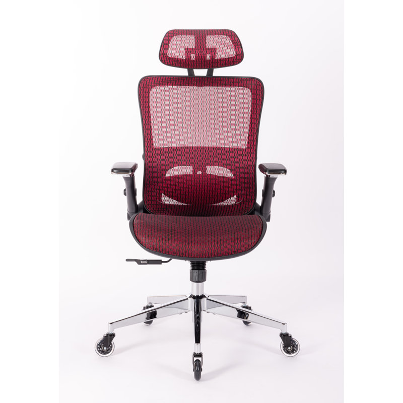 Mesh Task Chair with Headrest, Red