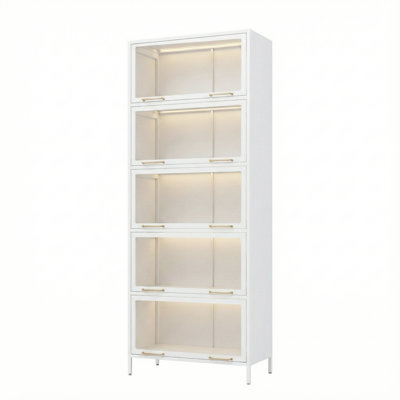 76.75'' Tall Iron Display Cabinet With Glass Doors