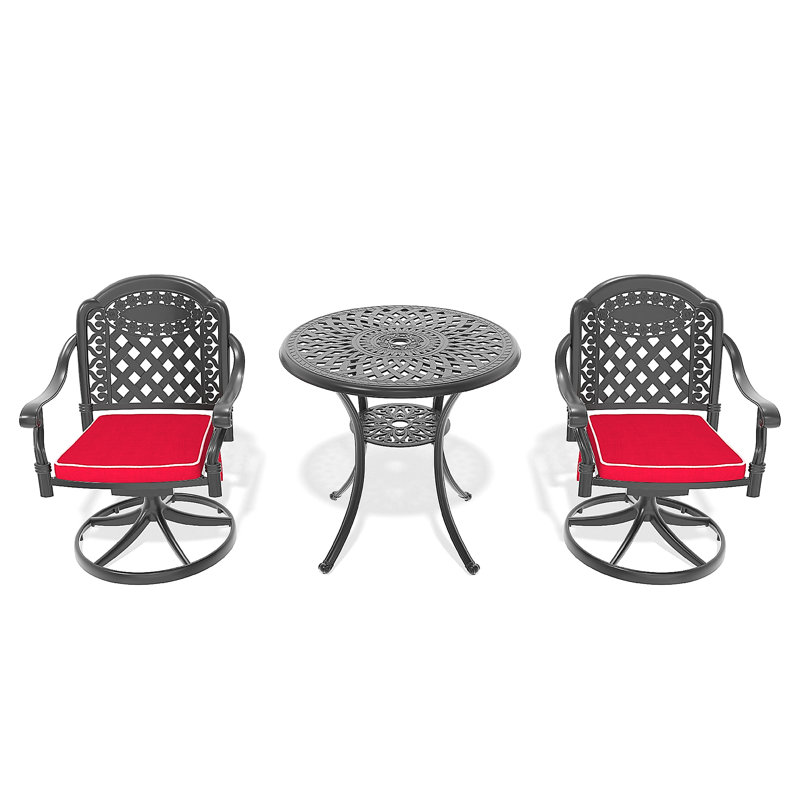 Ensemble de salle à manger toutes saisons en fonte d'aluminium, avec chaises pivotantes et table ronde de 30,71 po, 2