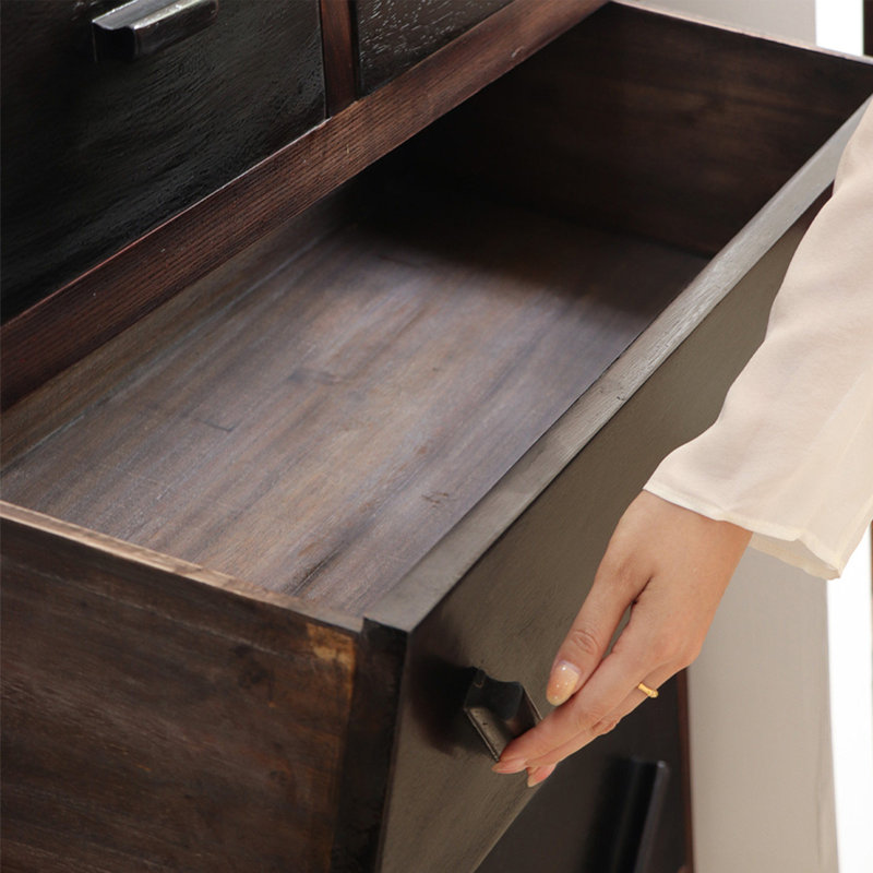 Commode à cinq tiroirs rétro et simple, Marron foncé