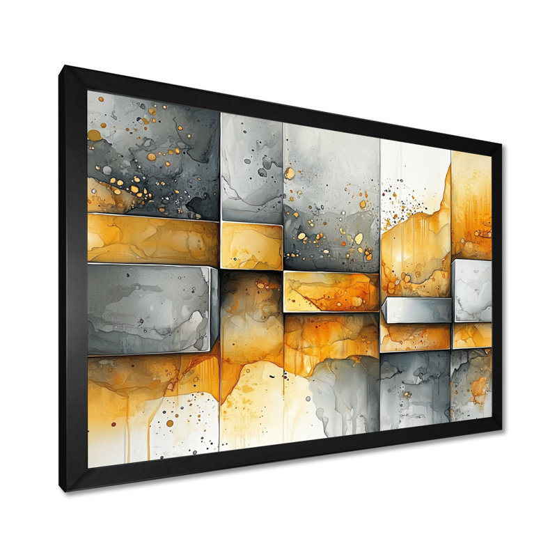 «Geometric Pulse Of Hard Edge Paint», impressions abstraites encadrées, Cadre simple, Noir, H 12 po x l 20 po