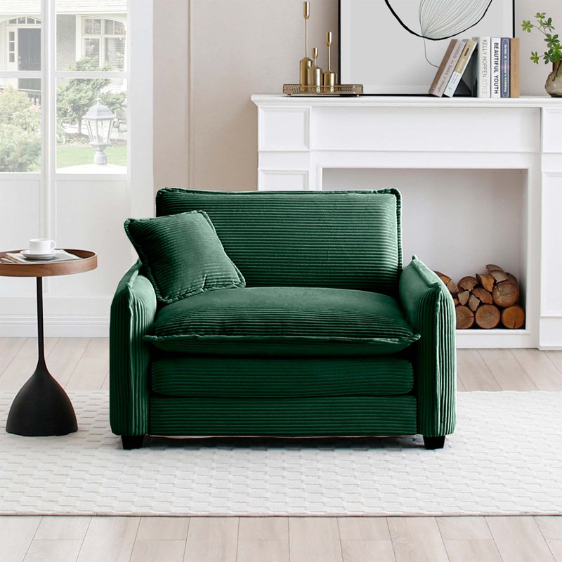 Canapé confortable à assise profonde simple avec un oreiller, adapté au salon et à la chambre à coucher, club plusieurs occasions, velours côtelé