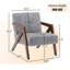 Chaise d'appoint Mid-Century moderne avec structure en bois massif et revêtement en lin doux-174826315