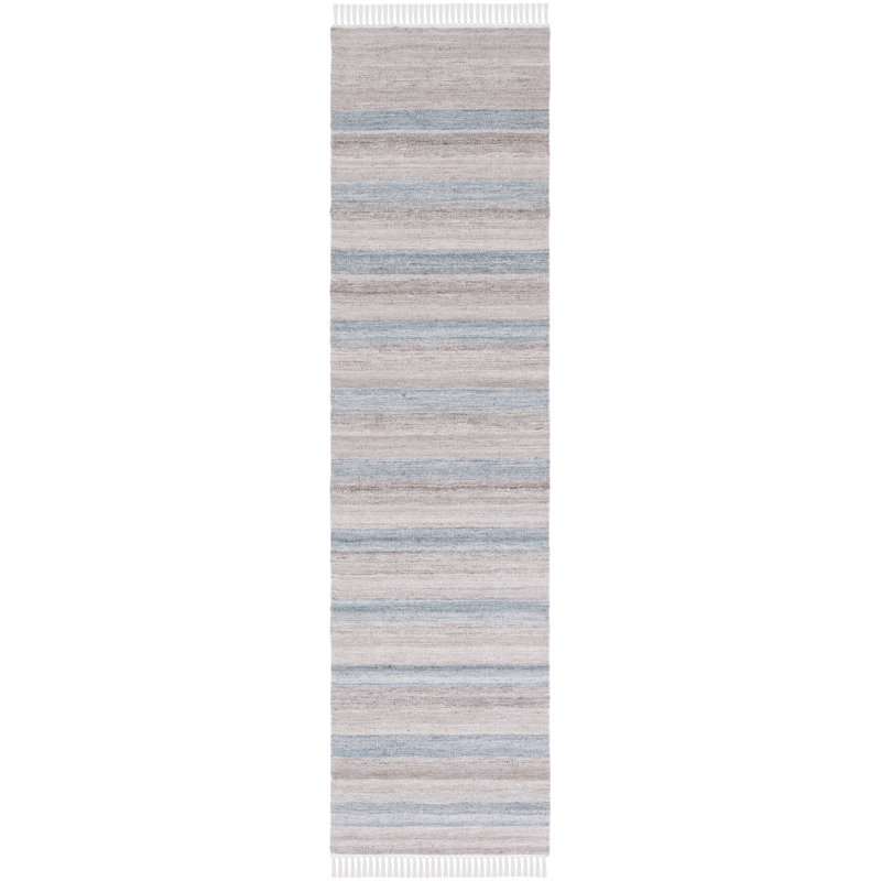Tapis rayé kilim 107 gris / beige, Tapis de couloir 2 pi 3 po x 9 pi