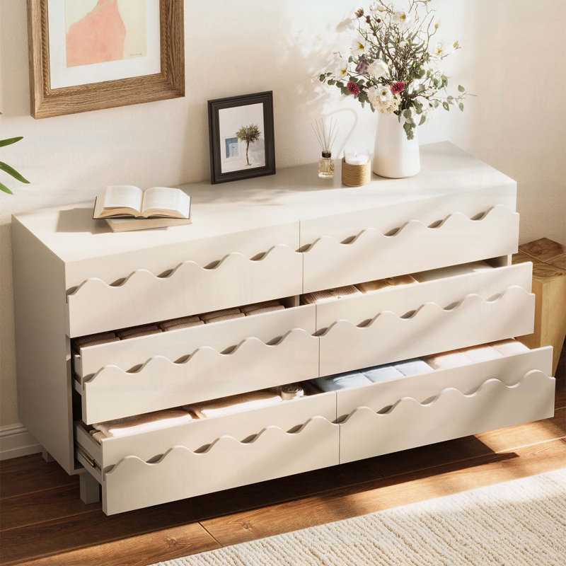 Modern Storage Cabinet With 6 Drawers for Bedroom and Living Room, White