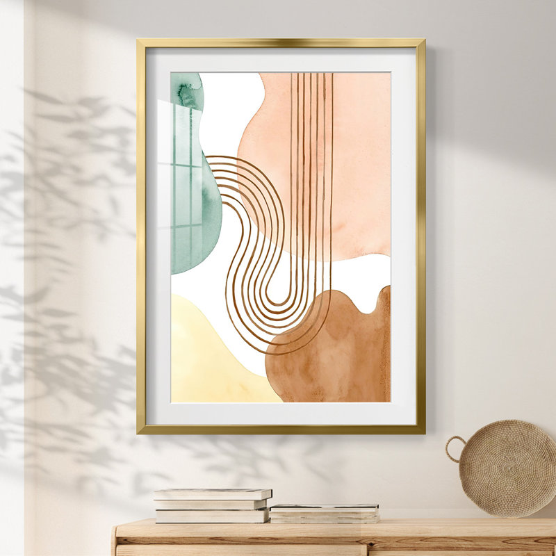 Spring Shapes II - Imprimé encadré, H 28,5 po x l 20,5 po, Doré