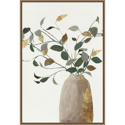 «Golden Green Leaves» par reproduction d'art sur toile encadrée