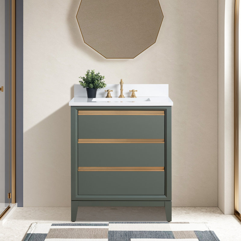 30 Single Bathroom Vanity with Top, Vintage Green, 30"