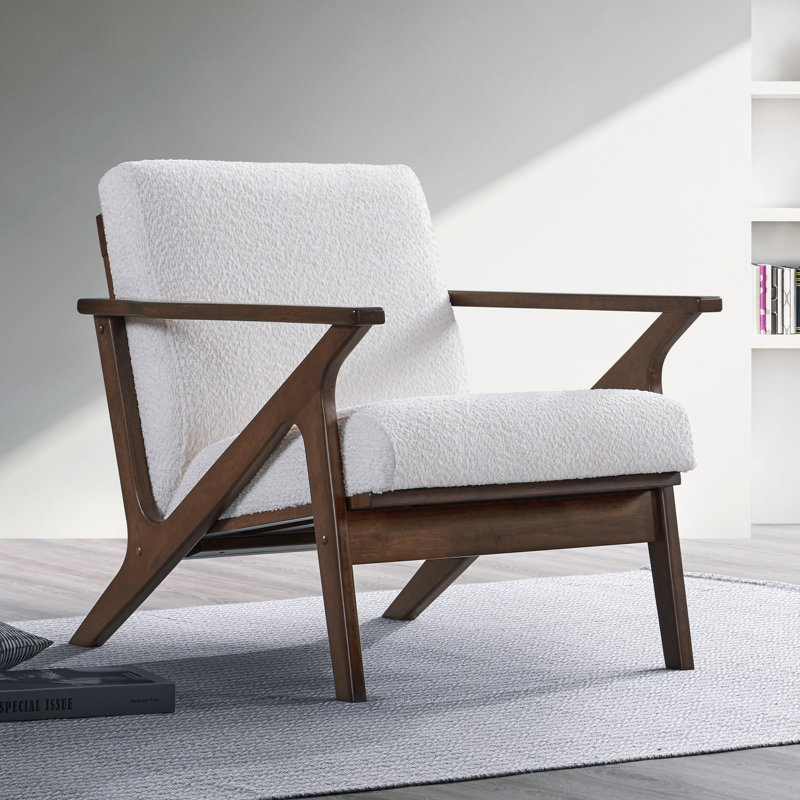 Fauteuil d'appoint Zola, Noyer, Boucle blanc