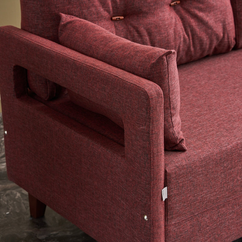 Canapé convertible Yonah, 100 % polyester rouge bordeaux