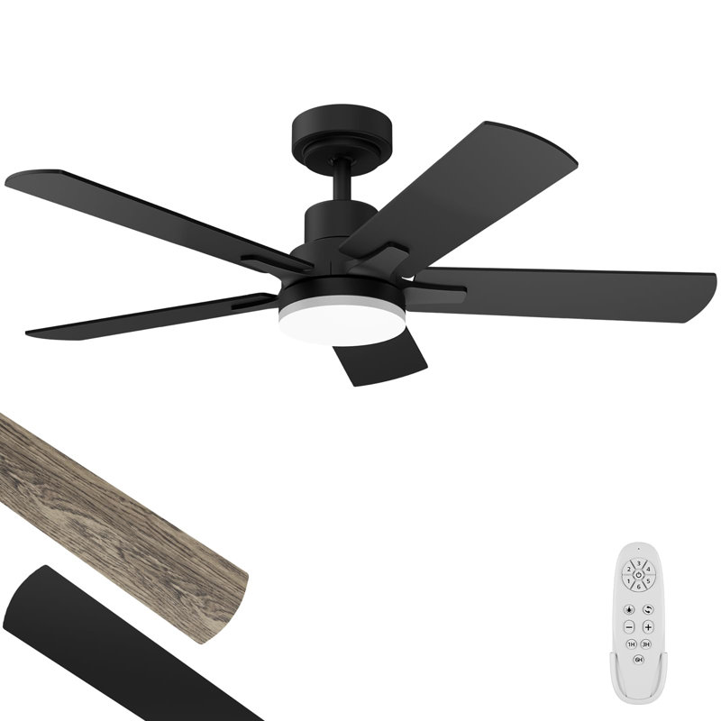 Ceiling Fans with Lights and Remote, Black, 52" Wide