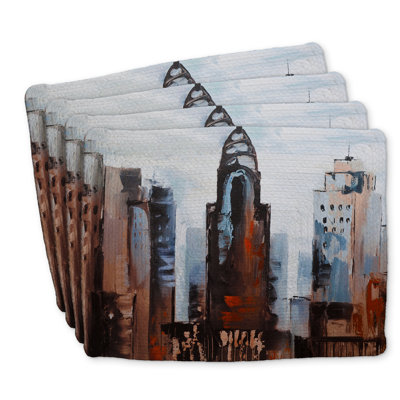 Sullen Day in the City - Ensemble de 4 napperons en polyester tressé
