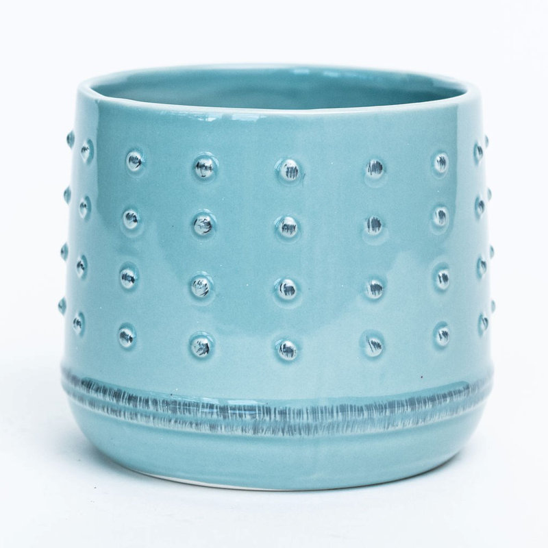 Gosse Ceramic Pot Planter, 4.3" H x 5.3" W x 5.3" D, Light Blue