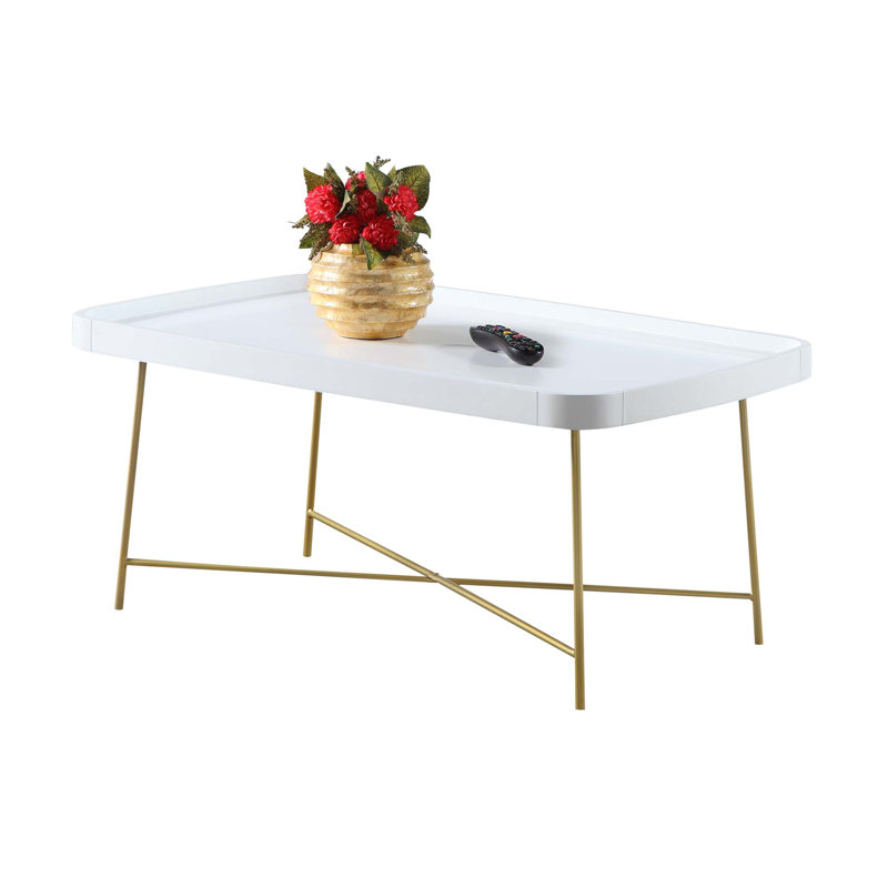Leroy Single Coffee Table, White Top/Gold Base