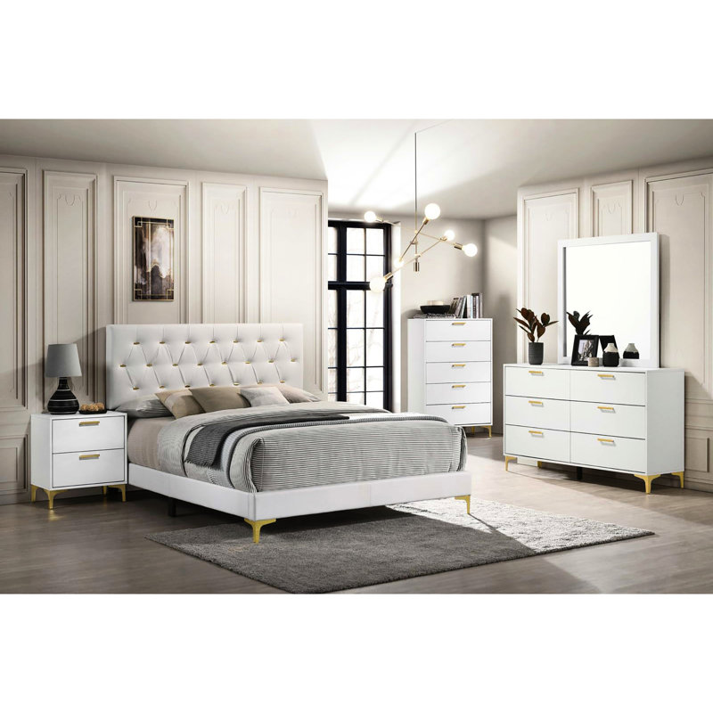 2 tables de chevet rectangulaires blanches et dorées - option de rangement pour chambre à coucher, style, joints pour rangement spacieux, visuel, inclus