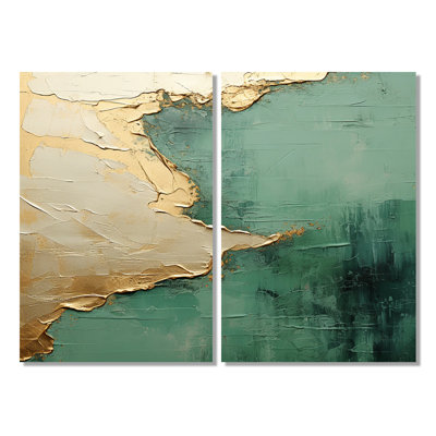 Peinture murale or et verte Fusion II - beige