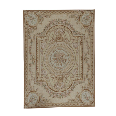 Hand-Knotted High-Quality Beige and Beige Area Rug